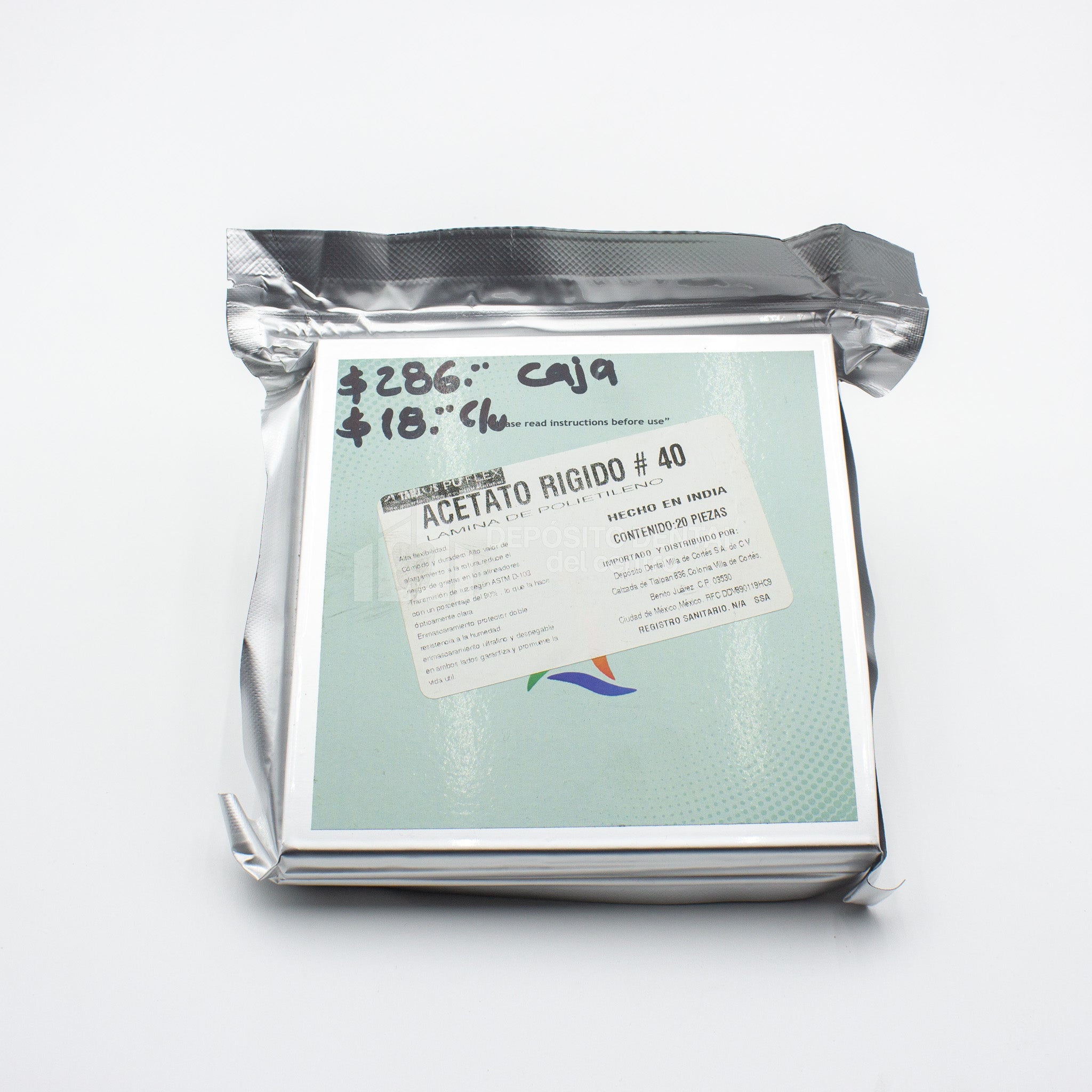 Acetato Cuadrado Rigido 040" 20 Piezas