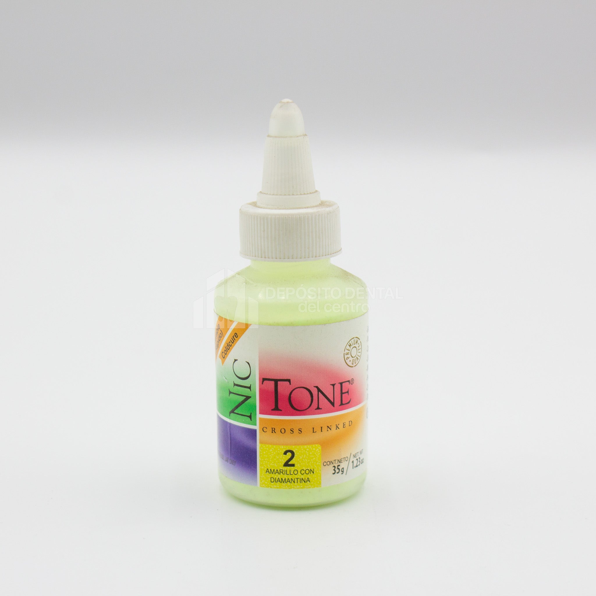 Resina Acrilica rapido Nic Tone 2 Amarillo con Diamantina 35 gr