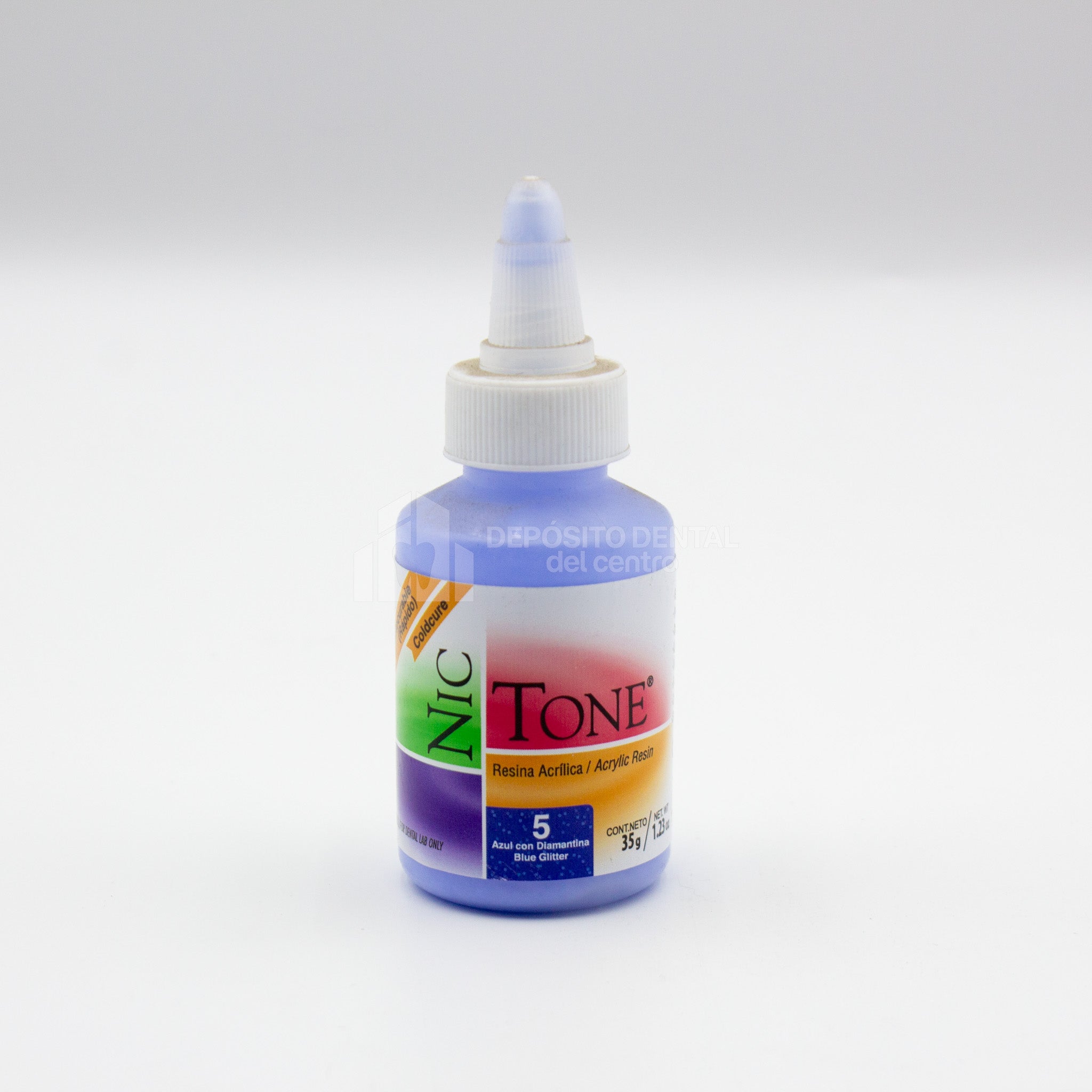 Resina Acrilica rapido Nic Tone 5 Azul con Diamantina 35 gr