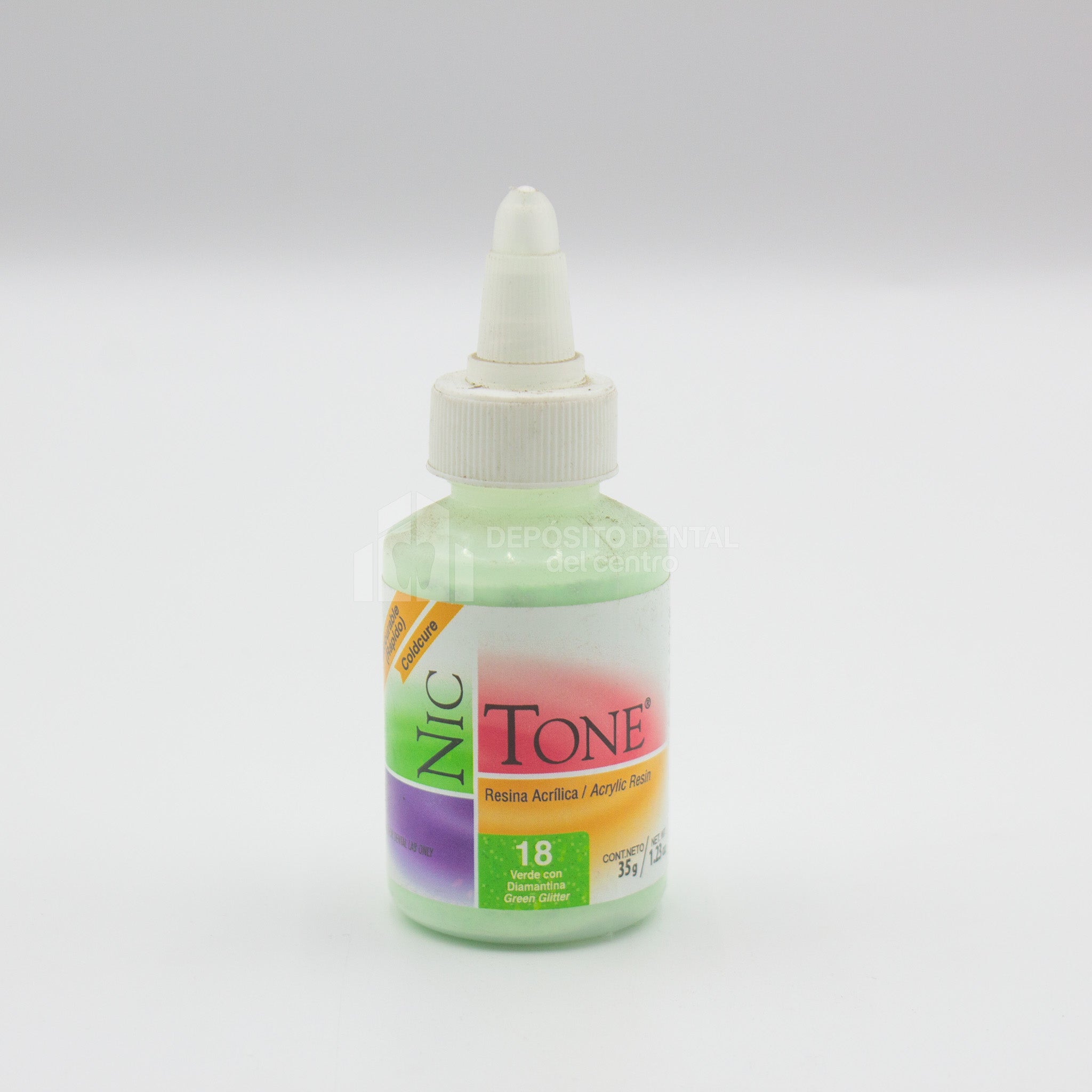 Resina Acrilica rapido Nic Tone 18 Verde con Diamantina 35 gr