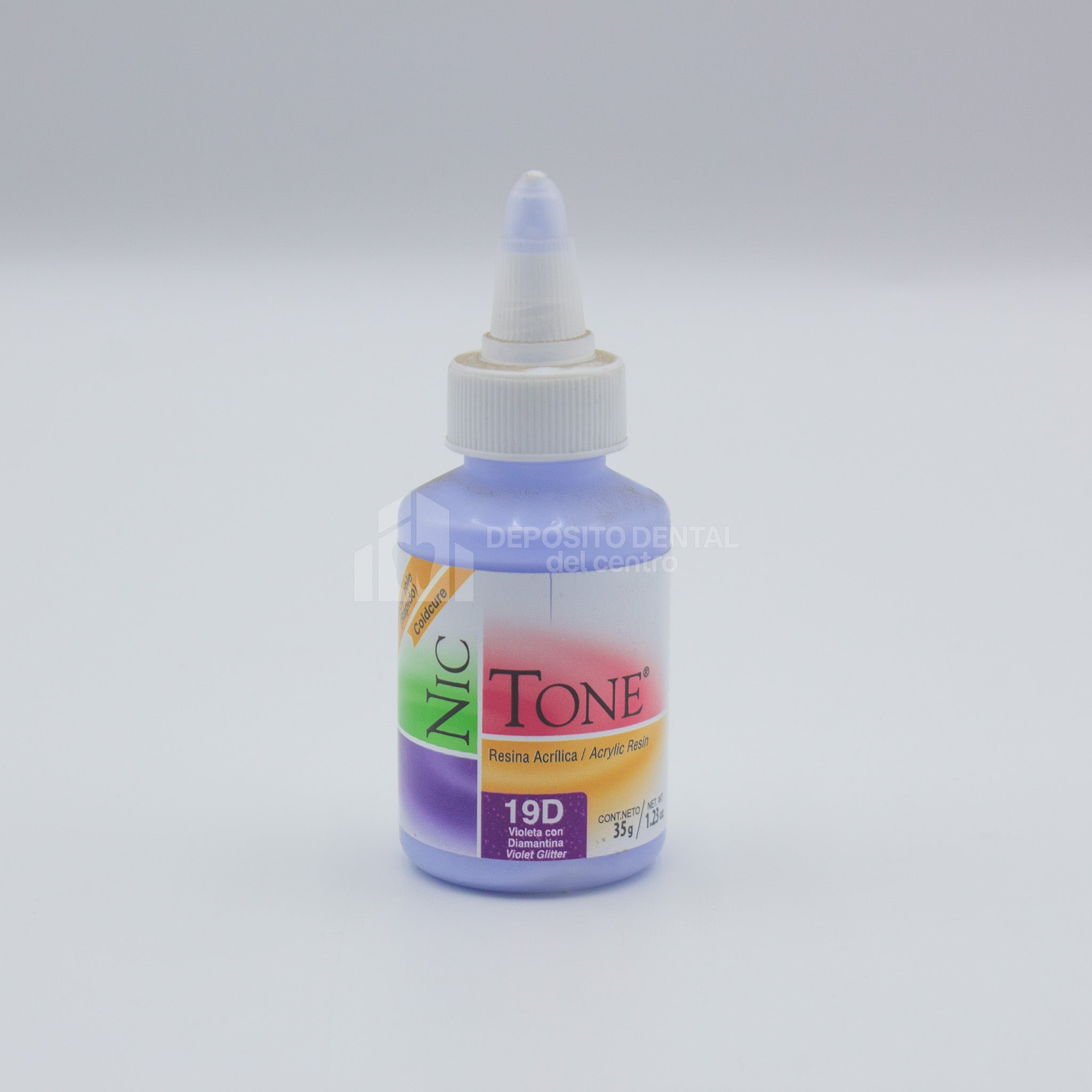 Resina Acrilica rapido Nic Tone 19D Violeta con Diamantina 35 gr